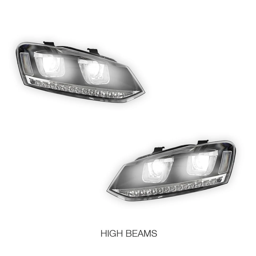 Volkswagen Polo 6R (2010 - 2016) R Style LED DRL Projector Head Lights with Sequential Indicators LH + RH - Image 5
