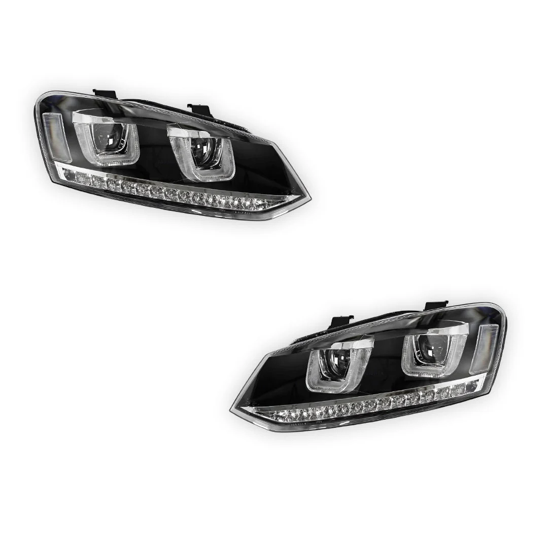 Volkswagen Polo 6R (2010 - 2016) R Style LED DRL Projector Head Lights with Sequential Indicators LH + RH - Image 6