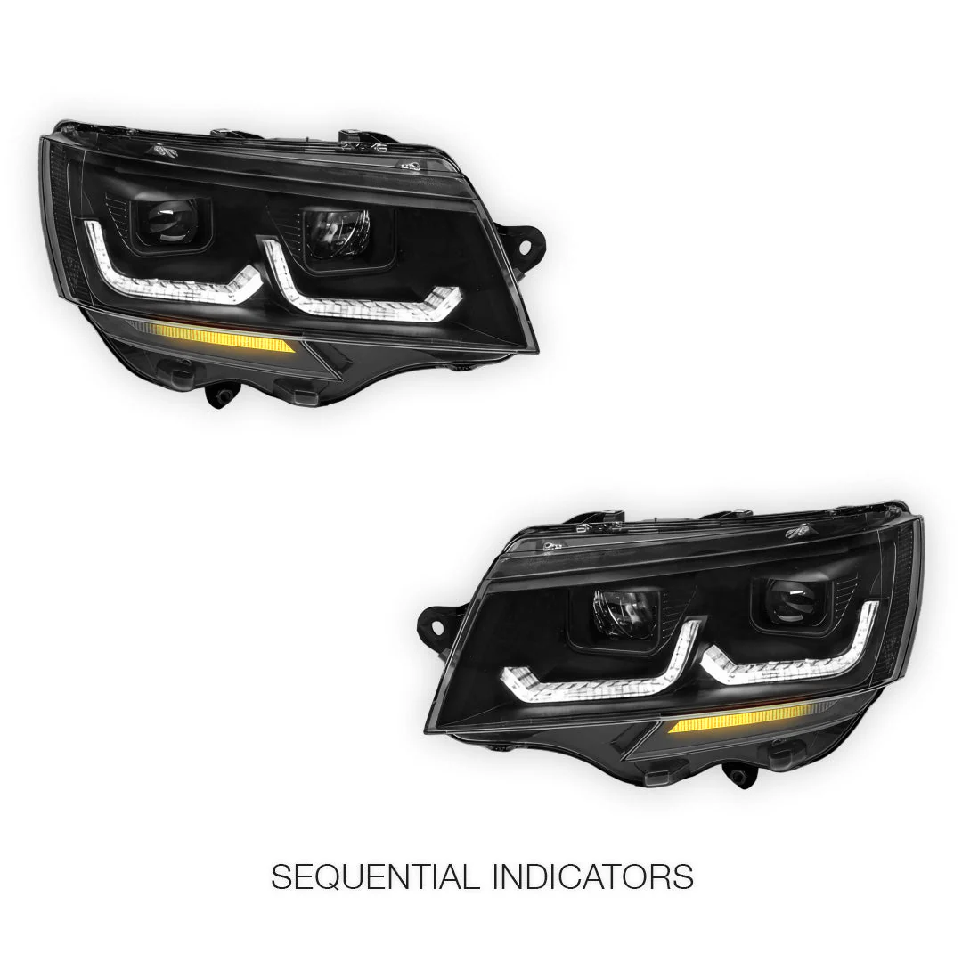 Volkswagen Transporter T6.1 (2020 - 2024) DRL LED Projector Headlights with Sequential Indicators LH + RH - Image 3