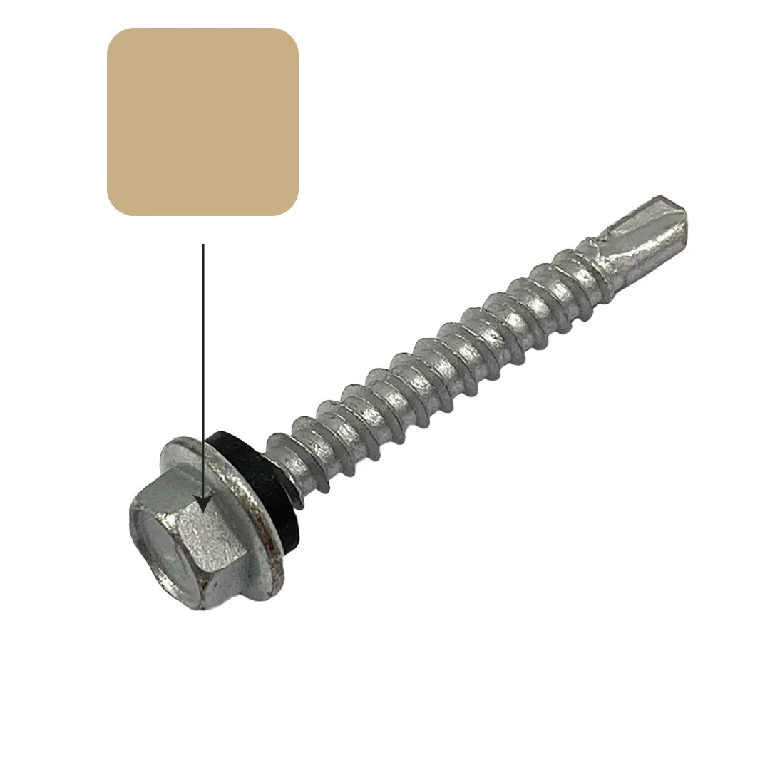 Wheat/Harvest Colorbond 10g-16 x 16mm Hex Head Self Drilling Screw Tek with NEO Seal Galvanised - Image 2