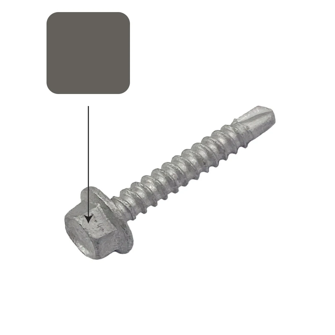 Woodland Grey Colorbond 10g-16 x 16mm Hex Head Self Drilling Screw Tek Galvanised - Image 2